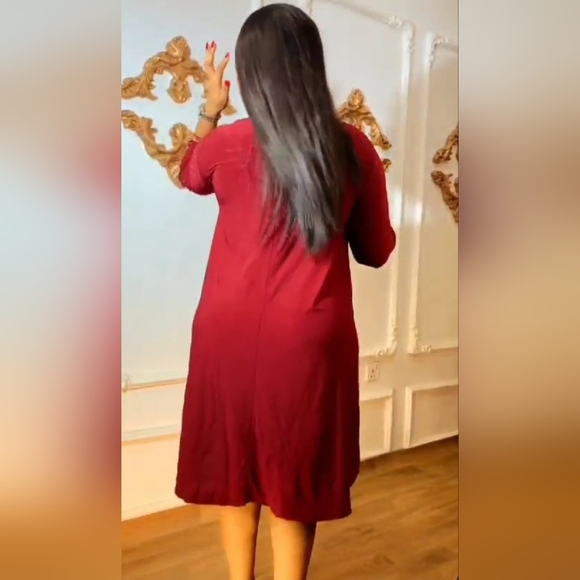 NWT Wine/Burgundy Rhinestone Studded OS Dress - Picture 3 of 3